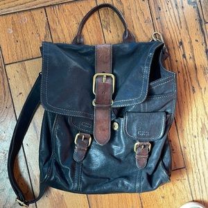 Fossil Black and brown leather crossbody